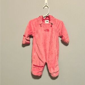 Pink North Face Hooded Bunting with Fold-over Mitts & Feet - Size 0/3 mo. (VGUC)